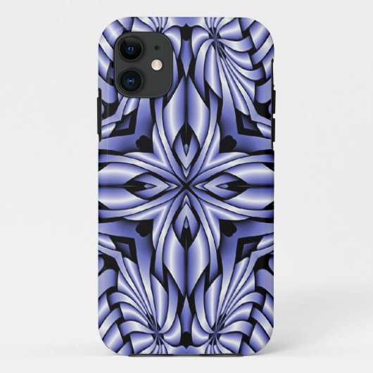 フラクタル合成 – 万華鏡のように千変万化するパターン青 Case-Mate iPhoneケース (裏面)