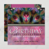 フラクタル女神美しいバースデーパーティ招待状 招待状 (正面/裏面)