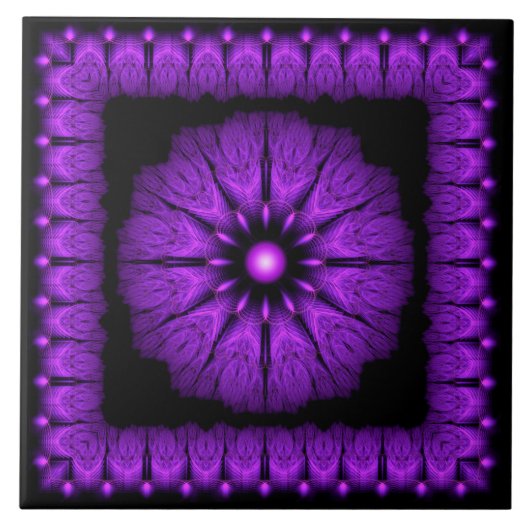 フラクタル妖精ブルーのフレームオーナメント タイル (正面)