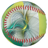 フラクタル展開、ゴールデンターコイズ抽象芸術名 ソフトボール (正面左)