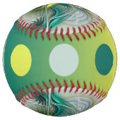 フラクタル展開、ゴールデンターコイズ抽象芸術名 ソフトボール (裏面)