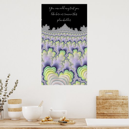 フラクタル抽象芸術パステルストライプのレイヤと引用文 ポスター (キッチン)