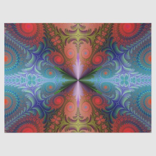 フラクタル抽象芸術赤青デザイン37デクページ 薄葉紙 (正面)