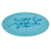 フラクタル旋回カメ – コバルトとターコイズブルー カッティングボード (角)