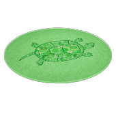 フラクタル旋回カメ – ライムとエメラルドグリーン カッティングボード (角)