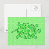 フラクタル旋回カメ – ライムとエメラルドグリーン ポストカード (正面/裏面)