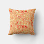 フラクタル旋回パターン、コーラルオレンジの色合い クッション (裏面)