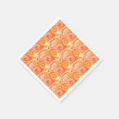 フラクタル旋回パターン、コーラルオレンジの色合い スタンダードカクテルナプキン (角)