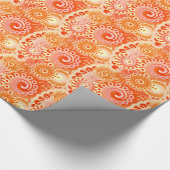 フラクタル旋回パターン、コーラルオレンジの色合い ラッピングペーパー (角)