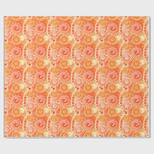 フラクタル旋回パターン、コーラルオレンジの色合い ラッピングペーパー (フラット)