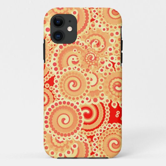 フラクタル旋回パターン、コーラルオレンジの色合い Case-Mate iPhoneケース (裏面)