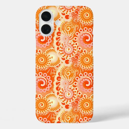 フラクタル旋回パターン、コーラルオレンジの色合い Case-Mate iPhoneケース (裏面)