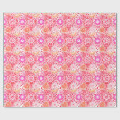 フラクタル旋回パターン、サンゴ、ピンク、クリーム ラッピングペーパー (フラット)