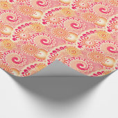 フラクタル旋回パターン、サンゴ、桃 ラッピングペーパー (角)