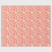 フラクタル旋回パターン、サンゴ、桃 ラッピングペーパー (フラット)