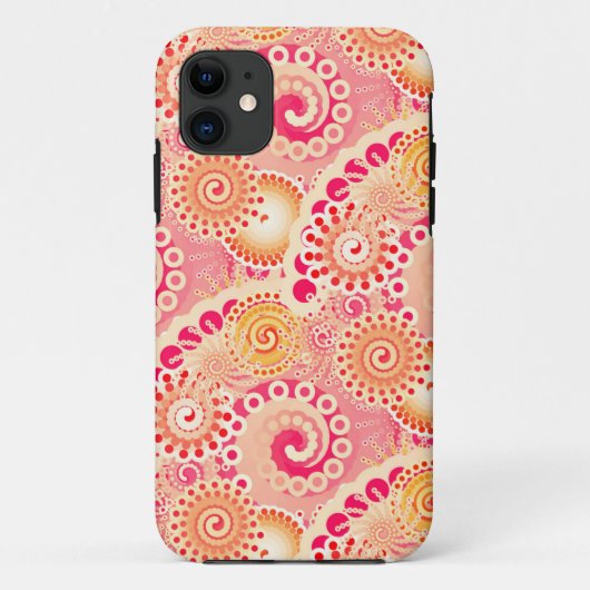 フラクタル旋回パターン、サンゴ、桃 Case-Mate iPhoneケース (裏面)
