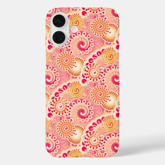 フラクタル旋回パターン、サンゴ、桃 Case-Mate iPhoneケース (裏面)