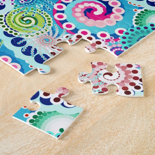 フラクタル旋回パターン、ターコイズピンク数々の ジグソーパズル (側面)