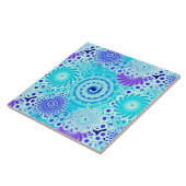 フラクタル旋回パターン、ターコイズ、アクア、青 タイル (側面)