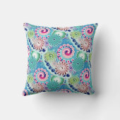 フラクタル旋回パターン,ターコイズ,ピンク数々の, クッション (裏面)
