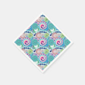フラクタル旋回パターン，ターコイズ，ピンク数々の, スタンダードカクテルナプキン (角)
