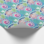 フラクタル旋回パターン，ターコイズ，ピンク数々の, ラッピングペーパー (角)