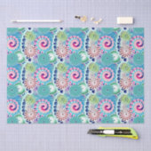 フラクタル旋回パターン，ターコイズ，ピンク数々の, 薄葉紙 (クラフト)