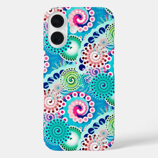 フラクタル旋回パターン，ターコイズ，ピンク数々の, Case-Mate iPhoneケース (裏面)