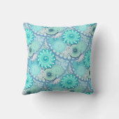 フラクタル旋回パターン、ターコイズ、緑、青 クッション (裏面)