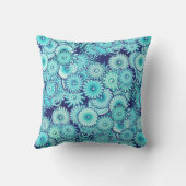 フラクタル旋回パターン、デニムブルーのシェード クッション (裏面)