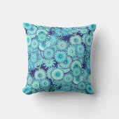 フラクタル旋回パターン、デニムブルーのシェード クッション (正面)