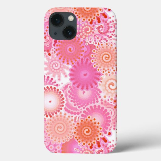 フラクタル旋回パターン、ピンクとサンゴの色合い Case-Mate iPhoneケース (裏面)