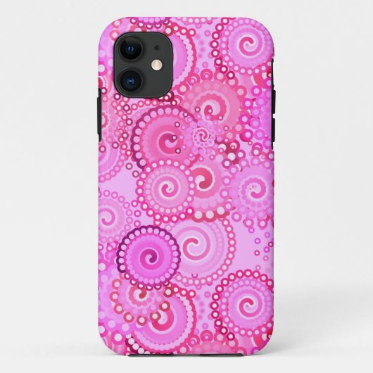 フラクタル旋回パターン、ピンクと明るい赤紫色 Case-Mate iPhoneケース (裏面)