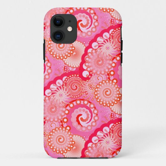 フラクタル旋回パターン、ピンク、明るい赤紫色、サンゴ Case-Mate iPhoneケース (裏面)