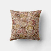 フラクタル旋回パターン、ブラウン、タン、ベージュ クッション (裏面)