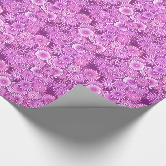 フラクタル旋回パターン、プラムとバイオレットの色合い ラッピングペーパー (角)