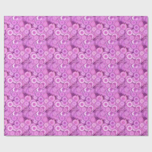 フラクタル旋回パターン、プラムとバイオレットの色合い ラッピングペーパー (フラット)