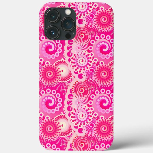 フラクタル旋回パターン、明るい赤紫色ピンク Case-Mate iPhoneケース (裏面)