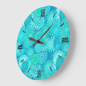 フラクタル旋回パターン、海ブルー ラージ壁時計 (傾斜)