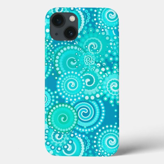 フラクタル旋回パターン、海ブルー Case-Mate iPhoneケース (裏面)