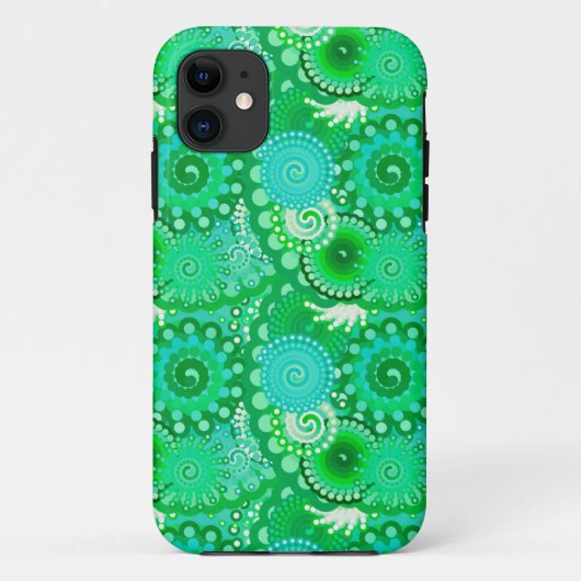 フラクタル旋回パターン、玉、ターコイズ、アクア Case-Mate iPhoneケース (裏面)
