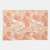 フラクタル旋回パターン、珊瑚と桃の色合い キッチンタオル (横)