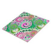 フラクタル旋回パターン、緑、ピンク数々の、 タイル (側面)