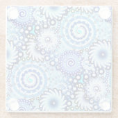 フラクタル旋回パターン、青の影 ガラスコースター (裏面)