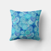 フラクタル旋回パターン、青の影 クッション (裏面)