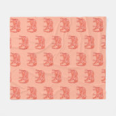 フラクタル旋回象パターン、コーラルオレンジ フリースブランケット (正面(横))