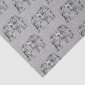 フラクタル旋回象、グレー、白黒 薄葉紙 (詳細)