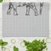 フラクタル旋回象 – グレー、黒、白 キッチンタオル (折り畳み)