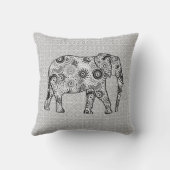 フラクタル旋回象 – グレー、黒、白 クッション (裏面)