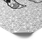 フラクタル旋回象 – グレー、黒、白 ポスター (角)